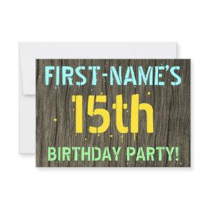Faux Wood, Painted Text Look, 15th Birthday + Name