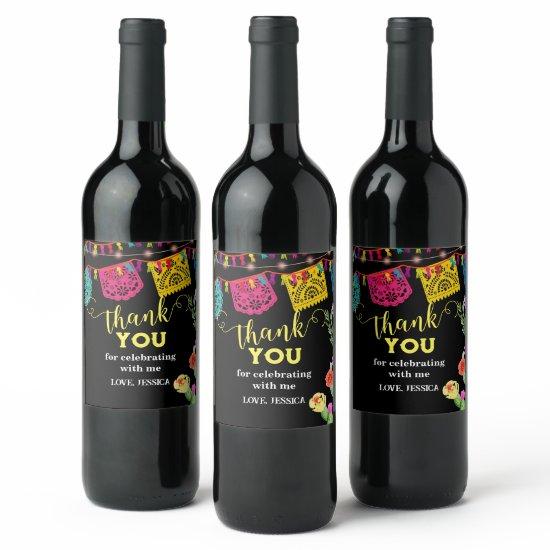 Fiesta Birthday Party  Mexican theme Wine Label