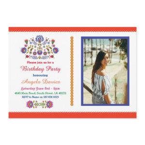 Fiesta Birthday Party Mexican Pattern Invite 15 21