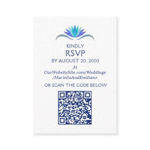 Fiesta Blue Birthday Shower Wedding RSVP QR Enclosure Card