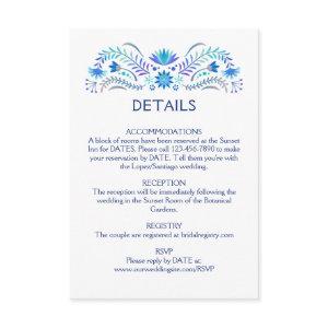 Fiesta Blue Wedding Details Enclosure Card