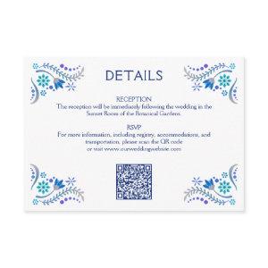 Fiesta Blue Wedding QR Details Enclosure Card