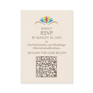 Fiesta Boho Birthday Shower Wedding RSVP QR Enclosure Card
