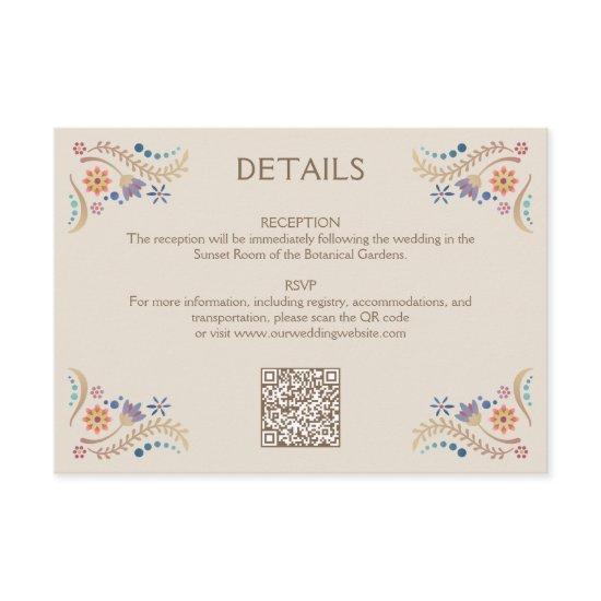 Fiesta Boho Wedding QR Details Enclosure Card