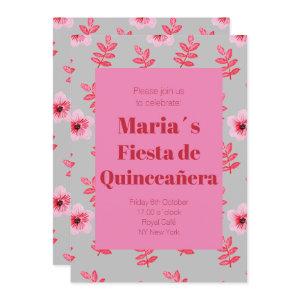 Fiesta de Quinceañera Flores Acuarela Birthday