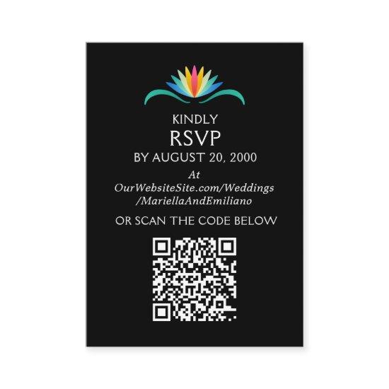 Fiesta Floral Birthday Shower Wedding RSVP QR Enclosure Card