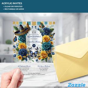 Fiesta Floral Butterflies QUINCEANERA Clear  Acrylic