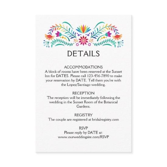 Fiesta Floral Wedding Details Enclosure Card