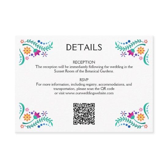 Fiesta Floral Wedding QR Details Enclosure Card