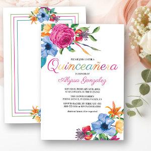 Fiesta Flowers Watercolor Floral White Quinceanera