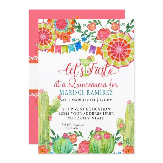 Fiesta Margarita Cactus 15th Birthday Quinceanera