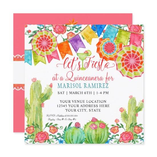 Fiesta Margarita Cactus Quince Anos Quinceanera