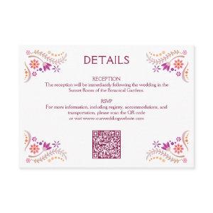 Fiesta Pink Wedding QR Details Enclosure Card