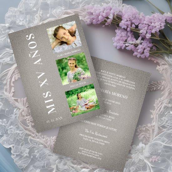 Fiesta Quinceañera Español Textura Textil Gris