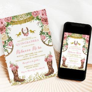 Fiesta Western Mexican Dusty Rose Gold Quinceañera