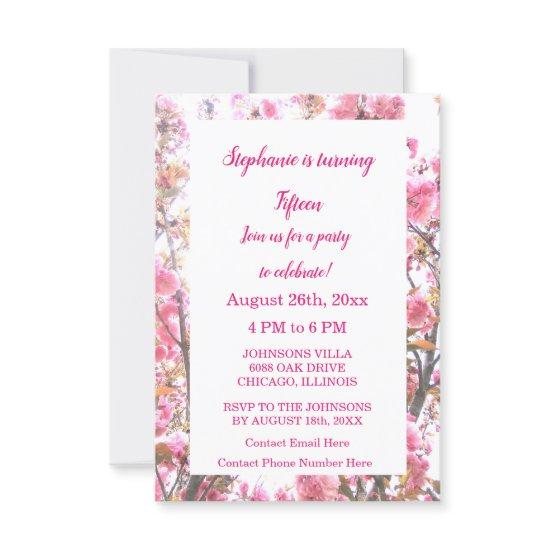 Fifteenth Birthday Pink Cherry Floral Quinceanera