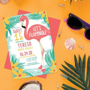 Flamingle Flamingo Tropical Floral Quinceañera