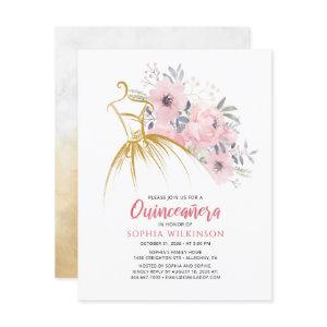 Floral 15th Birthday Faux Gold Dress Modern