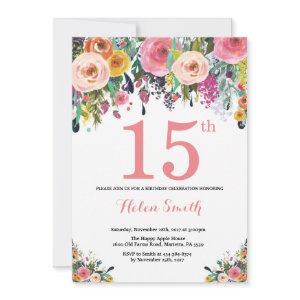Floral 15th Birthday  Pink