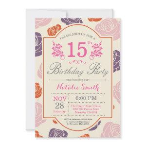 Floral 15th Birthday  Pink Roses