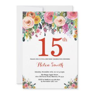 Floral 15th Birthday  Red