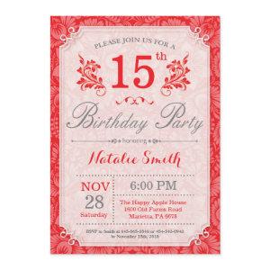 Floral 15th Birthday  Red for Women
