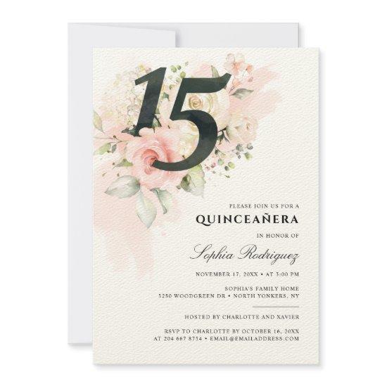 Floral 15th Birthday Pink Foliage Quinceanera