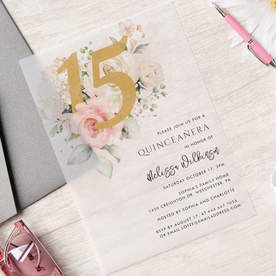 Floral 15th Birthday Quinceanera Vellum