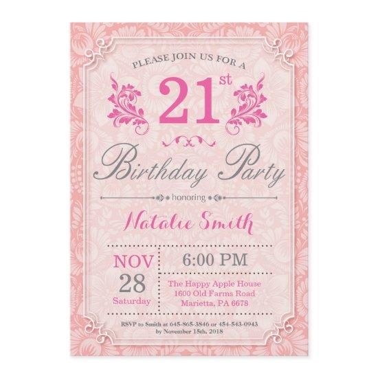 Floral 21st Birthday  Pink for Women