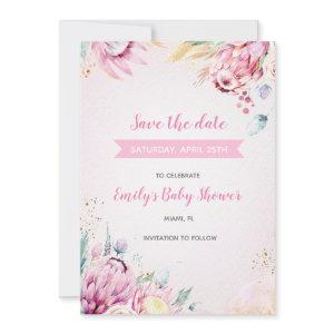 Floral baby shower save the date