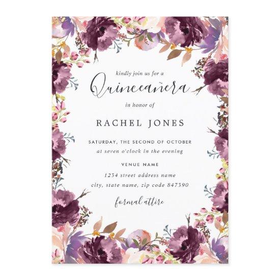 Floral Bloom Watercolor Quinceanera