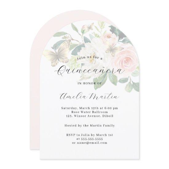 Floral Blush Modern Arch Quinceanera