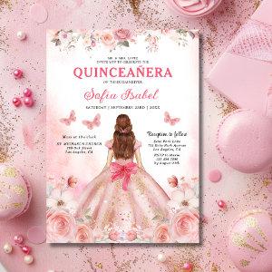 Floral Blush Pink Bilingual Spanish Quinceanera