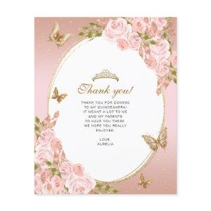 Floral Blush Pink Butterfly Quinceanera Photo