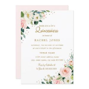 Floral Blush Pink Gold Quinceanera