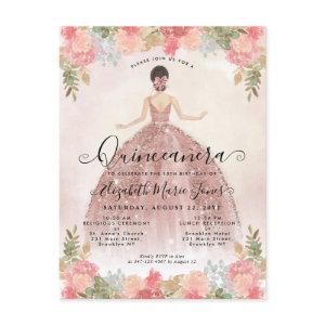 Floral Blush Pink Princess Birthday Quinceanera  Postcard