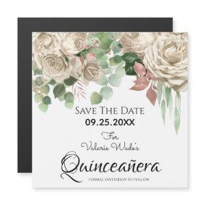 Floral Blush Pink Quinceanera Save the Date