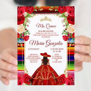 Floral Burgundy Mexican Girl Mis Quince