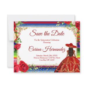 Floral Burgundy Mexican Save the Date Card