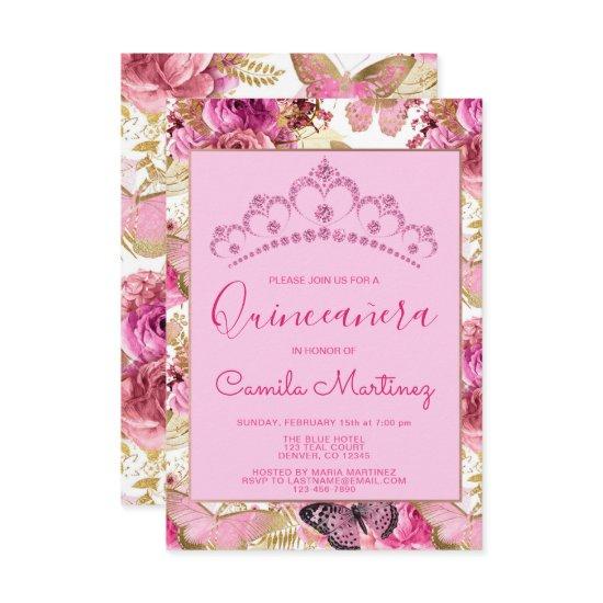 Floral Butterfly Girly Pattern Quinceanera Party