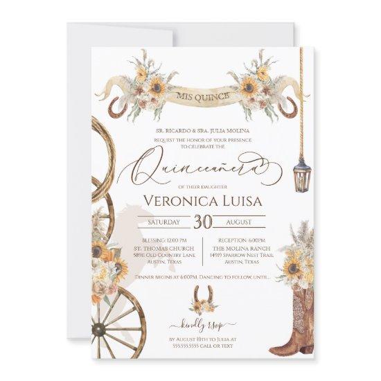 Floral Charro Sunflower Country Rustic Quinceanera