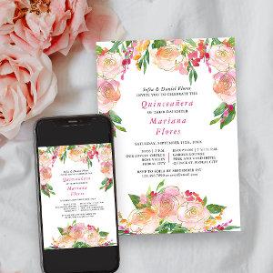 Floral Chic Pink and Gold Quinceanera and Mass