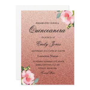 Floral Corol faux glitter Quinceanera