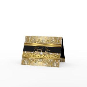Floral Damask Thank You Card