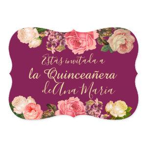 Floral de Borgoña Quinceanera Celebración