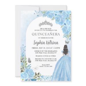 Floral Dusty Blue Princess Birthday Quinceanera