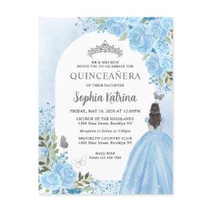 Floral Dusty Blue Princess Birthday Quinceanera  Postcard