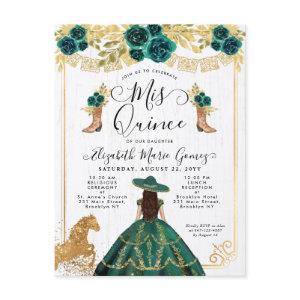 Floral Emerald Green Charra Princess Quinceanera  Postcard