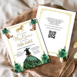 Floral Emerald Green Gold Boots Horse Quinceanera Flyer