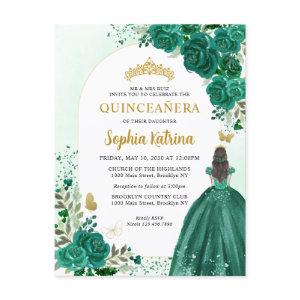 Floral Emerald Green Princess Birthday Quinceanera  Postcard